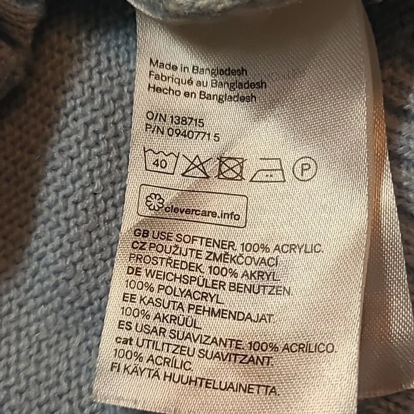 Divided H&M Womens Cropped Cardigan Sweater Long Sleeve Blue White Checkered - Picture 6 of 7